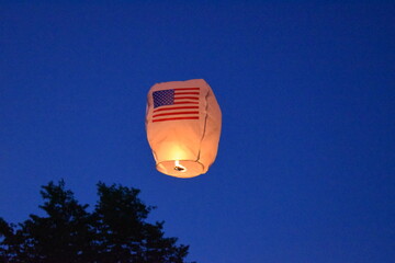 Sticker - Patriotic Independence Day Lantern Floating Up in the Sky