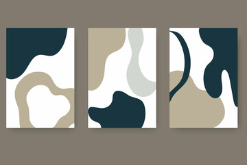 Poster - Compositions of colored spots.Modern abstract backgrounds with organic elements and dynamic shapes. Set of minimal poster.Vector illustration for design and creative ideas.