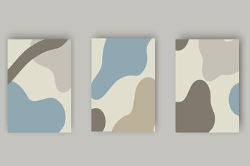 Poster - Compositions of colored spots.Modern abstract backgrounds with organic elements and dynamic shapes. Set of minimal poster.Vector illustration for design and creative ideas.