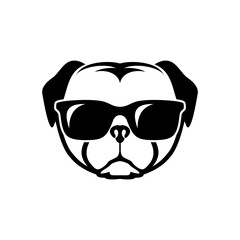 Wall Mural - pug glasses logo