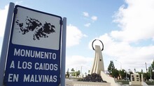 Monument In Honor To The Fallen Argentine Soldiers During The Malvinas War (Falklands War) Located In Rio Gallegos, Santa Cruz Province, Argentina. 4K Resolution.