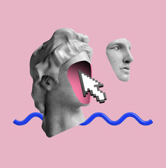 Wall Mural - vapor wave retro greek apollo internet web punk cyber background concept style background hipster mo