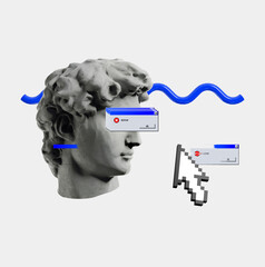 Wall Mural - vapor wave retro greek apollo internet web punk cyber background concept style background hipster mo