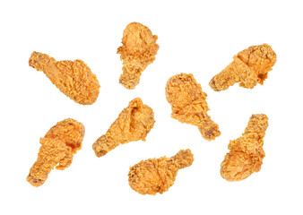 Wall Mural - Fried chicken legs isolated on white background.