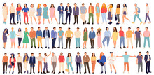 People Men And Women Set In Flat Style, Isolated, Vector