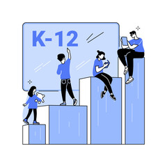 Sticker - K-12 program abstract concept vector illustration.