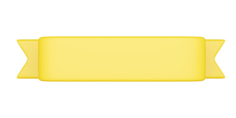 Poster - Ribbon banner 3D render - yellow cartoon badge with empty space for title.