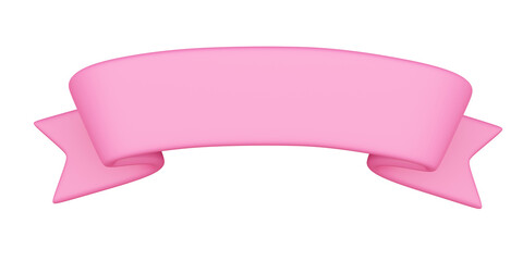 Poster - ribbon banner 3d render - pink cartoon badge with empty space for title.