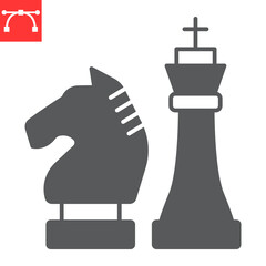 Poster - Chess glyph icon, king and knight, chess horse vector icon, vector graphics, editable stroke solid sign, eps 10.
