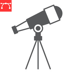Poster - Telescope glyph icon, astronomy and science, telescope vector icon, vector graphics, editable stroke solid sign, eps 10.