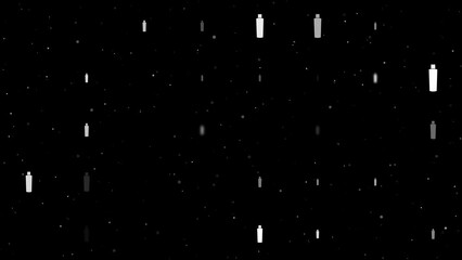 Poster - Template animation of evenly spaced shampoo symbols of different sizes and opacity. Animation of transparency and size. Seamless looped 4k animation on black background with stars