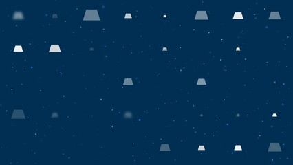 Poster - Template animation of evenly spaced trapezoid symbols of different sizes and opacity. Animation of transparency and size. Seamless looped 4k animation on dark blue background with stars