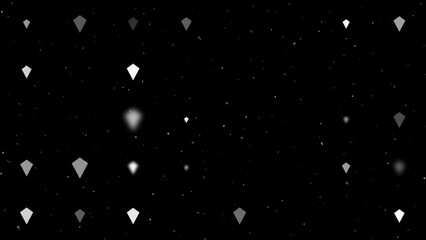 Poster - Template animation of evenly spaced kite symbols of different sizes and opacity. Animation of transparency and size. Seamless looped 4k animation on black background with stars