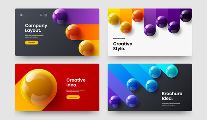 Wall Mural - Abstract banner vector design layout collection. Geometric 3D spheres landing page illustration bundle.