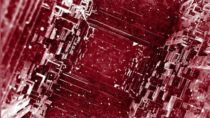 Poster - Moving 3d space with square walls. Motion. Surreal 3d space with moving squares and walls. Dizzying and hypnotic immersion in geometric square mazes