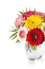 Sticker - Gerbera flowers vase white background