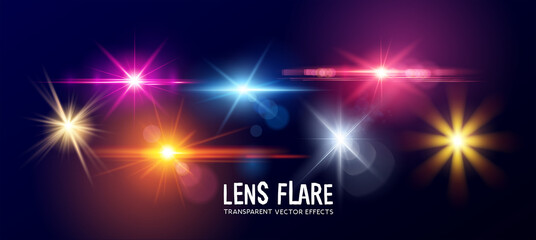 a collection of different transparent lens flare effects! vector illustration