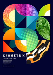 Wall Mural - colourful geometric shapes, textures and pattern background. vector illustration