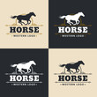 A horse logo with western design elements and a silhouette of a horse.