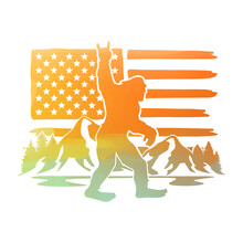 Bigfoot Rock Illustration Clip Art Design Shape. American Flag Silhouette Icon Vector.