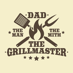 Sticker - Grillmaster Illustration Clip Art Design Shape. Dad Silhouette Icon Vector.