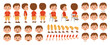© 100% HAND-CRAFTED - Set of elements for creating boy character animation. Little schoolboy with different emotions, gestures and poses. Arms, legs and other body parts construction. Cartoon flat vector collection