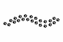 Vector Illustration Of Cat, Dog, Puppy Paws. Animal Footprints For T-shirts, Backgrounds, Websites, Postcards, Children's Prints. Vector Graphics.