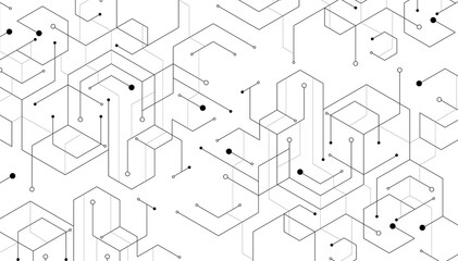 Poster - abstract geometric dots connection on white background. abstract hexagon technology connect for conc