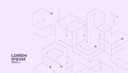 Wall Mural - Abstract geometric dots connection on purple background. Abstract hexagon technology connect for concept design.