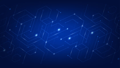 Poster - abstract technology futuristic concept glowing blue lines and lighting on dark background. vector il