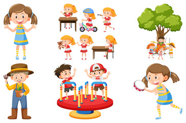 Sticker - Set of children doing different activities