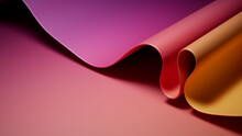 Elegant, Yellow And Pink Surface With Curves. Abstract 3D Background.