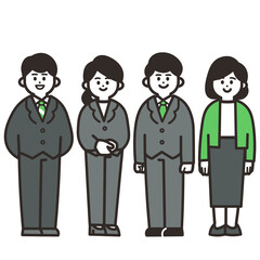 Sticker - スーツ4人の全身アイコン green