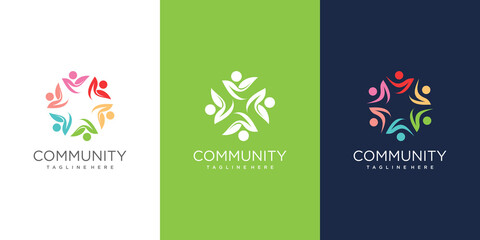 Community logo design concept with abstract style Premium Vector