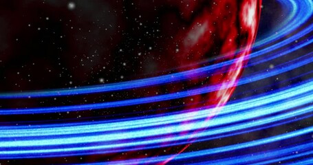 Wall Mural - the planet with ring. space background with realistic nebula and shining stars. colorful cosmos with