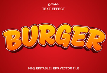 Poster - burger text effect with red color editable.