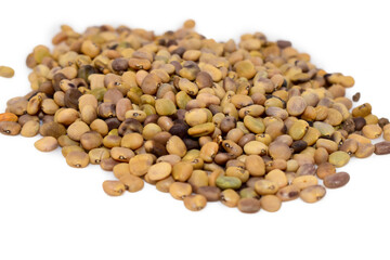 Poster - The guar or cluster bean, with the botanical name Cyamopsis tetragonoloba seeds isolated on white background