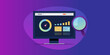 © Sammby - Illustration concept of website loading speed test, software testing performance data showing on dashboard screen, web banner.