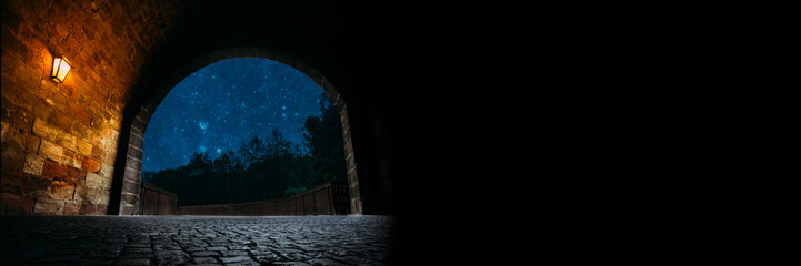 Wall Mural - a night light in the end of a tunnel