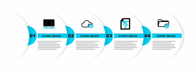 Poster - Set line Unknown directory, document, Cloud mail server and Server, Data, Web Hosting icon. Vector