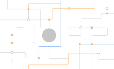 Aufkleber - Network circuit board connected dots and lines background template. Technology blockchain linked global digital database graphic vector