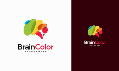 Wall Mural - colorful brainstorm logo vector, brain logo designs template, ideas design concept,