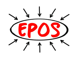 Poster - EPOS - Electronic Point of Sales is an electronic way to let customers pay for goods or services, acronym business concept with arrows