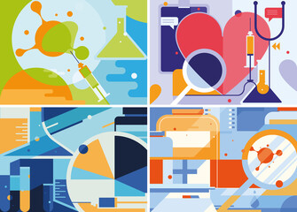 Wall Mural - set of medical banners. placard designs in abstract style.