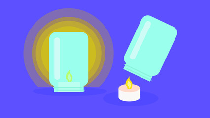 Poster - Candle and jar lamp, illustration