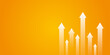 © Chitraporn - Group of white arrow up to growth on orange background. Business target or goal success, team, teamwork, achievement and creative progress concept. copy space for text. Graphic design style.