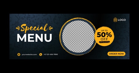 Wall Mural - Facebook cover social media web banner for food restaurant design template