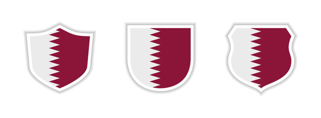 shields icon set with qatari flag isolated on white background. vector illustration