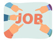© SurfupVector - Fingers pointing at word job flat vector illustration. People seeking work, searching for employment. Career, recruitment, occupation concept for banner, website design or landing web page