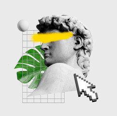 Wall Mural - vapor wave retro greek apollo internet web punk cyber background concept style background hipster mo